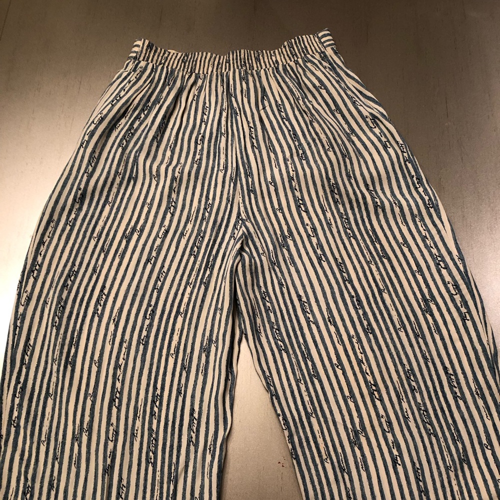 Pants stripe stretch waist blue and beige Black riding